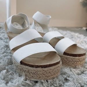 White platform sandals